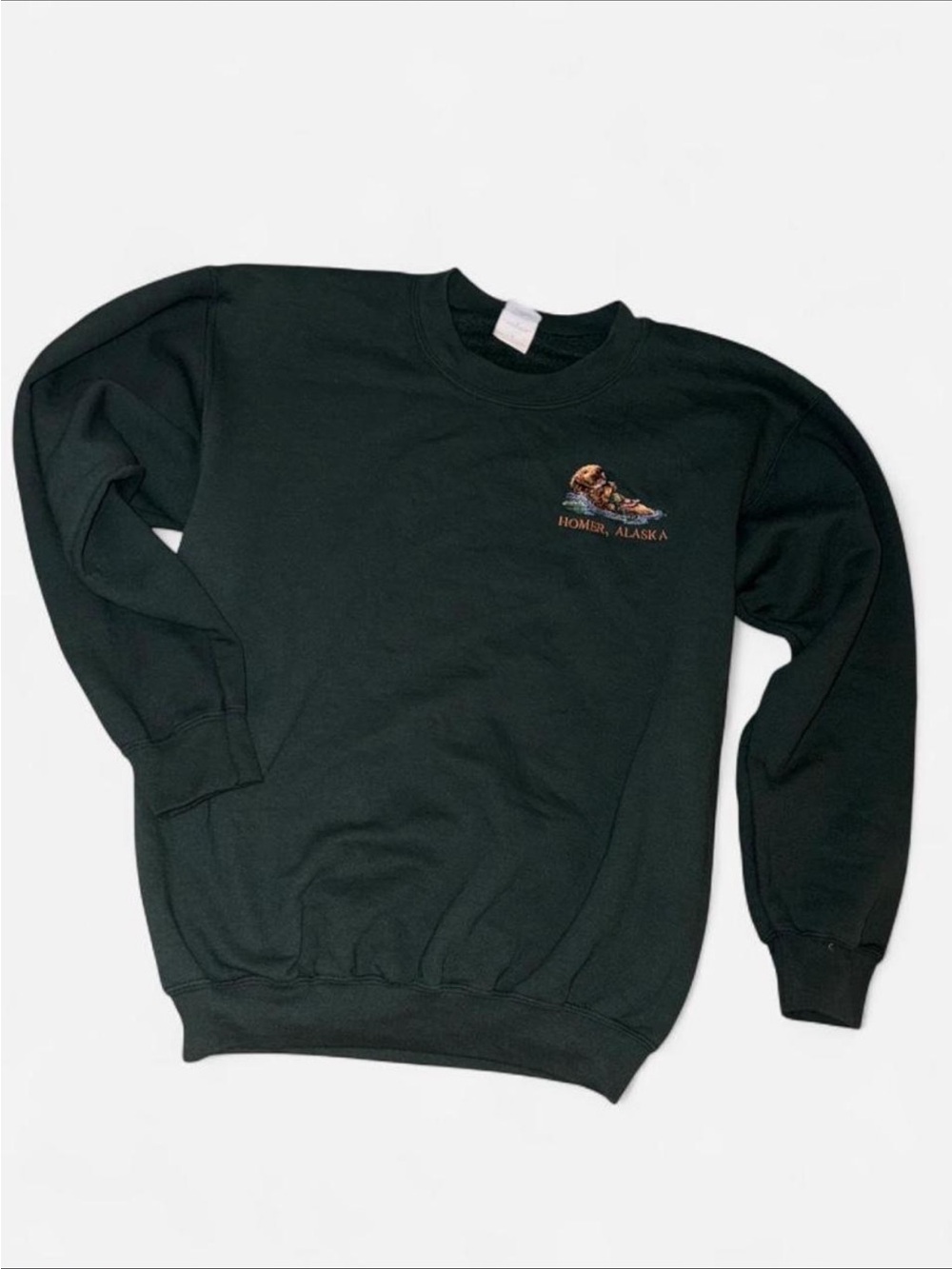 Vintage Style Forest Green Homer Alaska Sea Otter Crewneck Sweatshirt 🦦🌲